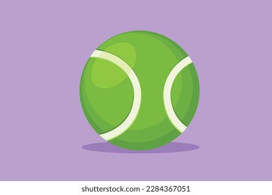 Graphic flat design drawing stylized tennis balls icon, logo, symbol. Tennis ball games, sport, competition, tournament. Yellow tennis ball made of felt and rubber. Cartoon style vector illustration