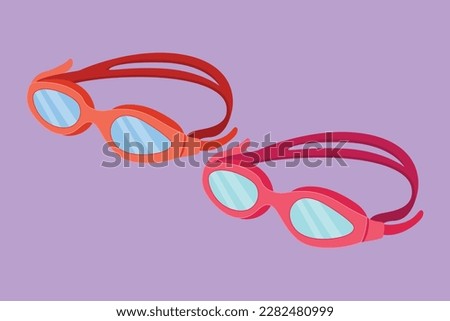 Graphic flat design drawing stylized glasses for swimming logo, label, icon, symbol. Swim goggles for competition, tournament. Professional swimming pool equipment. Cartoon style vector illustration