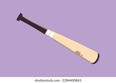 Graphic flat design drawing of wooden baseball bat logo, template, symbol. American sport game equipment. Realistic baseball bat championship. Outdoor sport activity. Cartoon style vector illustration