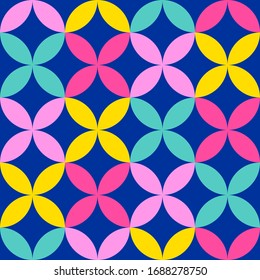 Graphic Flat Flower Pattern with Bright Neon Colors