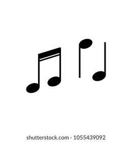 graphic flat music note icon silhouette sign. Graphic musical notation, melody sound sign. Isolated illustration on a white background.