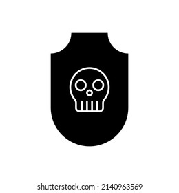 Graphic flat shield skull icon for your design and website