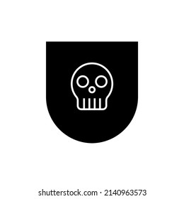 Graphic flat shield skull icon for your design and website