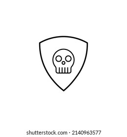 Graphic flat shield skull icon for your design and website