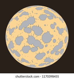 graphic floating moon with paint spots craters in ivory silver