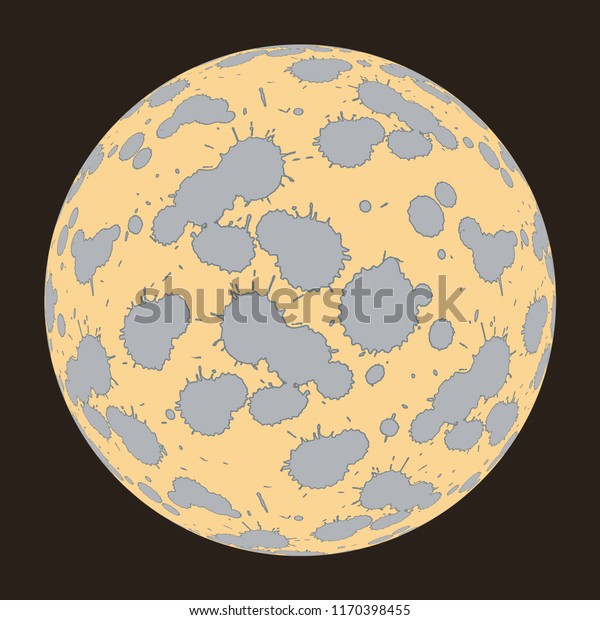 graphic floating moon with paint spots craters in\
ivory silver