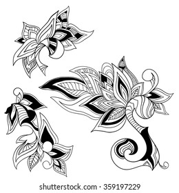 Graphic floral design element. Paisley. Vector format. 