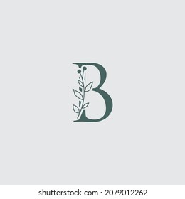 Graphic Floral Initial Alphabet B flowers bouquet composition. Unique collection for wedding invites decoration, logo and many other concept ideas.
