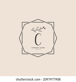 Graphic Floral Initial Alphabet C flowers bouquet composition. Unique collection for wedding invites decoration, logo and many other concept ideas.
