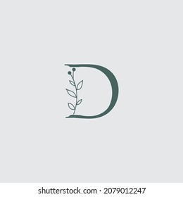 Composición de ramo de flores gráficas florales iniciales Alphabet D. La colección única para bodas invita a la decoración, el logotipo y muchas otras ideas de concepto.