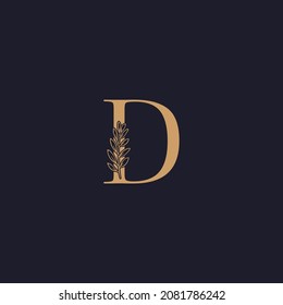 Graphic Floral Initial Alphabet D flowers bouquet composition. Unique collection for wedding invites decoration, logo and many other concept ideas.