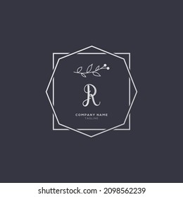 Graphic Floral Initial Alphabet R flowers bouquet composition. Unique collection for wedding invites decoration, logo and many other concept ideas.