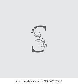 Graphic Floral Initial Alphabet S flowers bouquet composition. Unique collection for wedding invites decoration, logo and many other concept ideas.