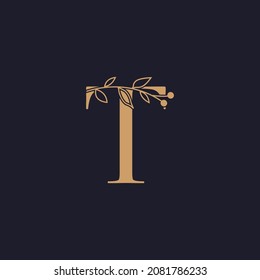 Graphic Floral Initial Alphabet T flowers bouquet composition. Unique collection for wedding invites decoration, logo and many other concept ideas.