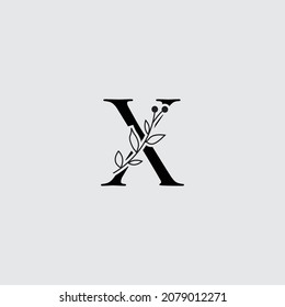 Graphic Floral Initial Alphabet X flowers bouquet composition. Unique collection for wedding invites decoration, logo and many other concept ideas.