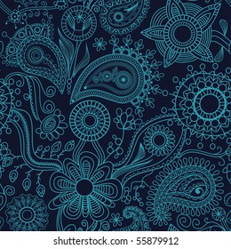 Graphic floral seamless pattern