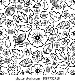 Graphic floral seamless pattern. Vector vintage design. Traditional style. Coloring book page for adults and kids