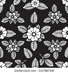 Graphic floral seamless pattern. Vector vintage design. Traditional style. Coloring book page for adults and kids