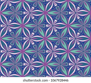 graphic flower arabesque pattern vector illustration. mandala ornament. geometric floral line oriental seamless pattern. flower of life background for fabric, wallpaper design
