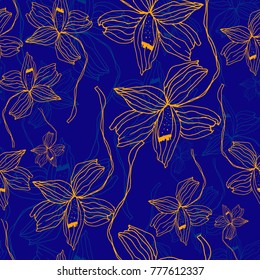 Graphic flower hand drawn seamless pattern on background design textile, fabric repeating background design for all web and print purposes
