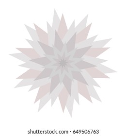 Graphic flower icon. Triangle star shape. Gray color. Cute abstract decoration element. Flat design. Isolated. White background. Vector illustration