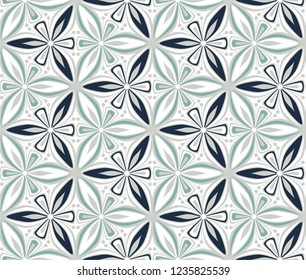 graphic flower pattern vector illustration. arabesque mandala ornament. grey, black and yellow geometric floral oriental seamless pattern. flower of life background for fabric, wallpaper design