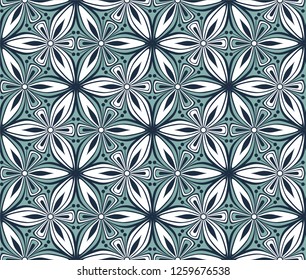 graphic flower pattern vector illustration. arabesque mandala ornament. grey, black and yellow geometric floral oriental seamless pattern. flower of life background for fabric, wallpaper design