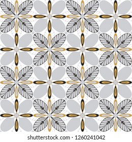 graphic flower pattern vector illustration. geometric floral line oriental seamless pattern. spring cherry flower background, wallpaper design mandala ornament.
