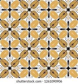 graphic flower pattern vector illustration. geometric floral line oriental seamless pattern. spring cherry flower background, wallpaper design mandala ornament.