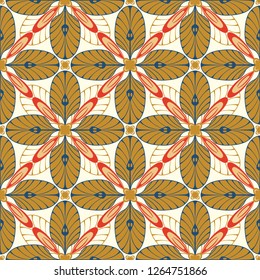 graphic flower pattern vector illustration. geometric floral line chinese seamless pattern. spring cherry flower background, wallpaper design mandala ornament.