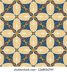 graphic flower pattern vector illustration. ethnic geometric floral line oriental seamless pattern. spring cherry flower background, wallpaper design mandala ornament.