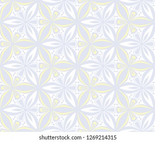 graphic flower pattern vector illustration. arabesque mandala ornament. grey, black and yellow geometric floral oriental seamless pattern. flower of life background for fabric, wallpaper design