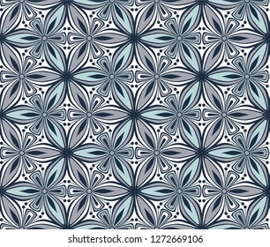 graphic flower pattern vector illustration. arabesque mandala ornament. grey, black and yellow geometric floral oriental seamless pattern. flower of life background for fabric, wallpaper design