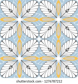 graphic flower pattern vector illustration. geometric floral line oriental seamless pattern. spring cherry flower background, wallpaper design mandala ornament.