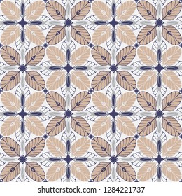 graphic flower pattern vector illustration. geometric floral line oriental seamless pattern. spring cherry flower background, wallpaper design mandala ornament.