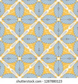 graphic flower pattern vector illustration. geometric floral line oriental seamless pattern. spring cherry flower background, wallpaper design mandala ornament.