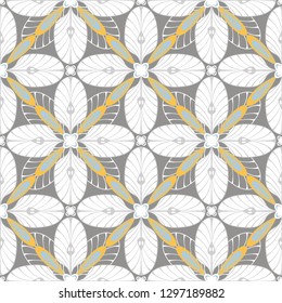 graphic flower pattern vector illustration. geometric floral line oriental seamless pattern. spring cherry flower background, wallpaper design mandala ornament.