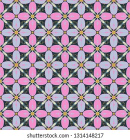 graphic flower pattern vector illustration. geometric floral line oriental seamless pattern. spring cherry flower background, wallpaper design mandala ornament.