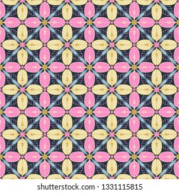 graphic flower pattern vector illustration. geometric floral line oriental seamless pattern. spring cherry flower background, wallpaper design mandala ornament.