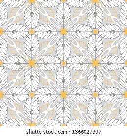 graphic flower pattern vector illustration. geometric floral line oriental seamless pattern. spring cherry flower background, wallpaper design mandala ornament.