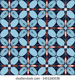 graphic flower pattern vector illustration. geometric floral line oriental seamless pattern. spring cherry flower background, wallpaper design mandala ornament.