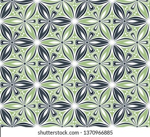 graphic flower seamless pattern. mandala ornament.Green geometric floral line oriental pattern. flower of life background for fabric, wallpaper design. Vector illustration