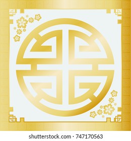 Graphic flowers and Chinese symbol background 