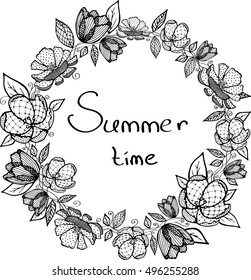 graphic flowers on white background