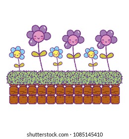 graphic flowers plant in grass wall