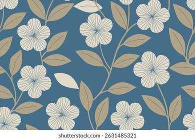 
Graphic flowers, white on dark background, seamless pattern for decorating fashion design, fabric, wallpaper and all kinds of prints.