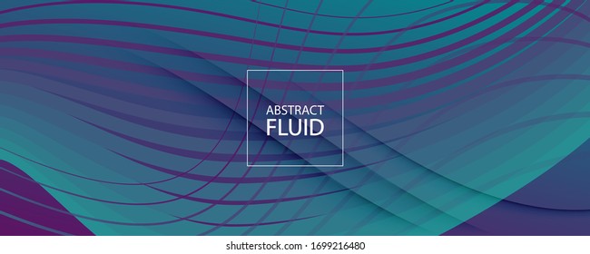 Graphic Fluid. 3d Flow Lines Banner. Wave Geometric Poster. Modern Digital Illustration. Dynamic Graphic Fluid. Blue Wavy Concept. Abstract Minimal Movement. Graphic Fluid.