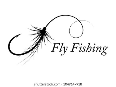 graphic fly fishing, vector