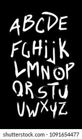 Graphic Font. Hand drawn calligraphy lettering alphabet.  Brush ink letters. Vector illustration.