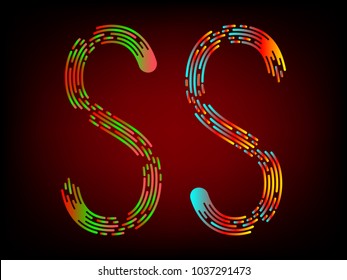 Graphic Font Letter S For Your Design Background With Art Brush Lettering.  Design Concept For Graphic, Banners, Presentations, Wallpaper, Reports. Vector Illustration.  Eps10
